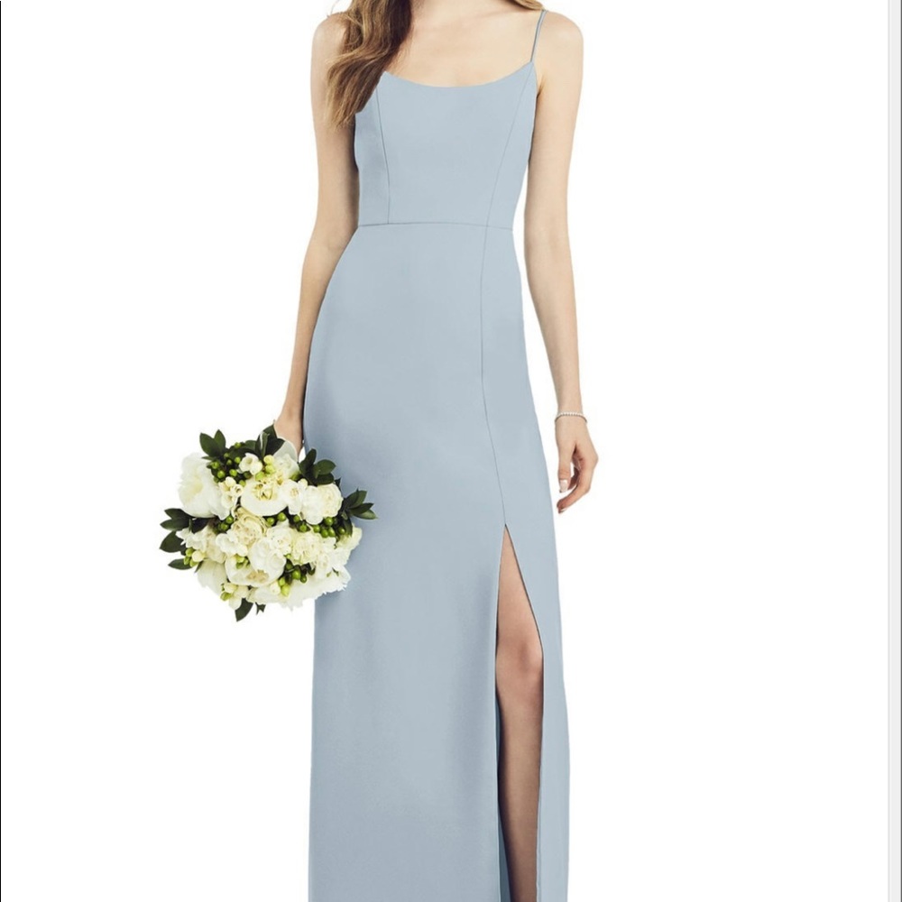 Dessy Crepe Mist Blue Bridesmaid Dress